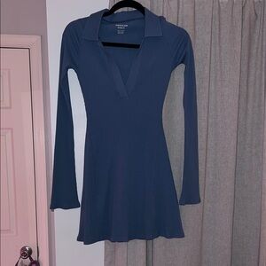 American Eagle Blue ribbed Long Sleeve Dress